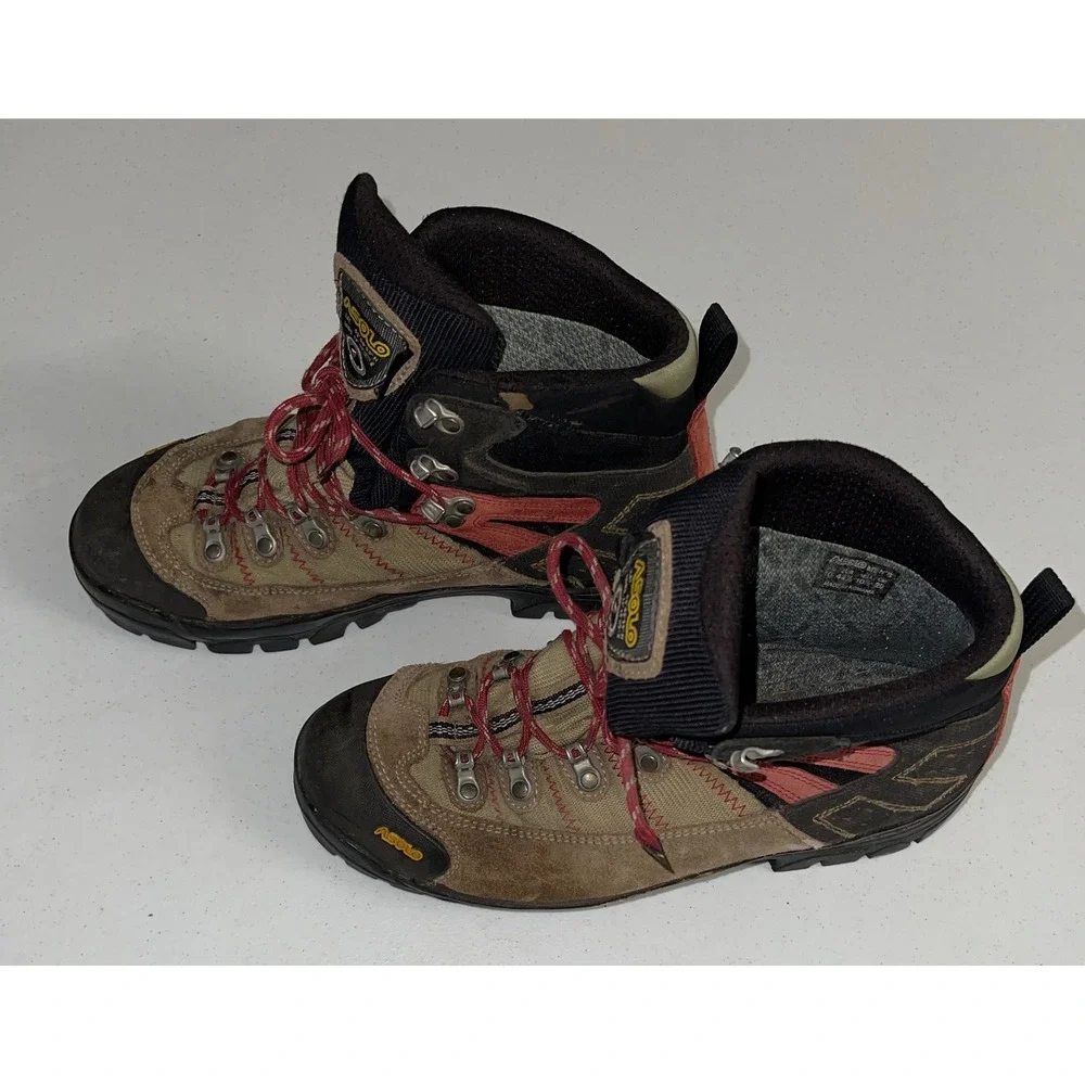 Asolo Mens Hiking Boots Gore-Tex Vibram Suede Backpacking Brown Red Size 10.5